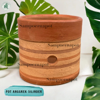 POT BUNGA ANGGREK GERABAH TANAH LIAT SILINDER POLKA D15 - SILINDER 03