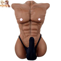 BURSTYLA Female sex doll realistic TPE male black 3D torso long penis half-length sex doll with big dildo sexy toys