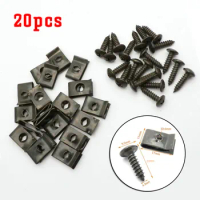 20Pcs Car Fastener Clips With Screw U Type Nut Mounting Fastener Clips Automobile Engine Fender Bumper Guard Plate Clamp