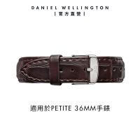 Daniel Wellington DW 錶帶 Classic York 18mm黑棕壓紋真皮錶帶-銀 DW00200055