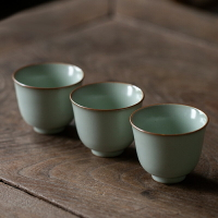 汝窯主人杯單杯開片可養品茗杯冰裂釉茶盞功夫茶具個人杯茶杯陶瓷