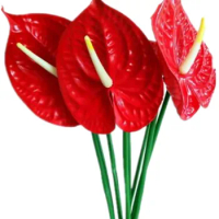 10pcs Plastic Anthurium Flower Artificial Red Lily Flowers for Christmas Party Home Floral Decoration