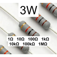 (10pcs) 3W Metal Oxide Carbon Film Resistor - (1 ohm to 1M ohm) - 5% Tolerance - Perintang 3 Watt Re