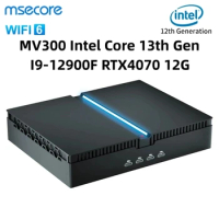New Msecore MV300 Intel Core 13th Gen I9-12900F RTX4070 12G Graphic Card Mini PC Gamer Desktop Computer Windows 11 WiFi6E BT5.3