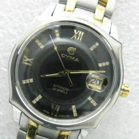 “Diamond scale” Hollow back cover Black automatic cyma watch（ETA 2836 two-tone Movement）