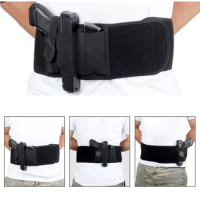 Right / Left Hand Tactical Pistol Belly Band Holster Concealed Military Gun Pouch Airsoft Shooting Hunting Belt Holsters