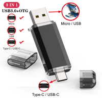 UBS 3.0 OTG USB Flash Drive 64GB Pen Drive 3 in 1 Type C &amp; Micro USB Stick 3.0 Flash Drive 16GB 32GB 128GB Pendrive 256GB 512GB