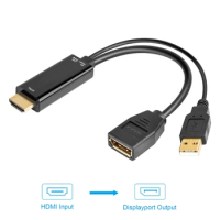 4K USB Powered HDMI Male to DP Display Port Female Converter Adapter Devices HDMI to DP active USB power supply