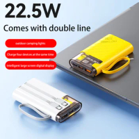 Mini Power Bank With Cables Large Capacity 30000mAh Portable Super Fast Charging Powerbank For iPhone Xiaomi External Battery