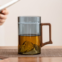 晟窯煙灰玻璃杯耐熱防爆創意咖啡杯觀山底木把水杯茶杯辦公個人杯
