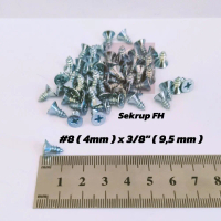 100Pcs Sekrup Tapping Screws Lion FH 8x3/8\ 8x1/2\" 8x5/8\" 8x3/4\" 8x1\" 8x1-1/4\" 8x1-1/2\" 8x2\" 