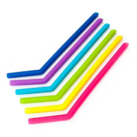 6 color Silicone Eco Drinking Straw Silicone Stripes Straw Reusable for 800ml Mugs Smoothie Flexible Sucker LX8658