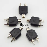 5pcs/lot 2 RCA Y Splitter connector AV Audio Video Plug Converter cable Male Female Plug 2 in 1 Adapter
