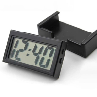 1Pcs Mini Car Clock Time Self Adhesive Bracket Vehicle Electronic Digital Clock X0N3