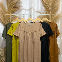 Daster wanita zahra+tangan terompet lengan+ panjang Rayon Kotak Dress Payung
