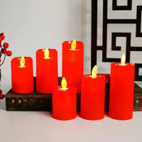 Moving Wick Candles Red Battery Power Flickering Candle Fake Candles for Christmas Wedding Centerpiece LED Candles Home