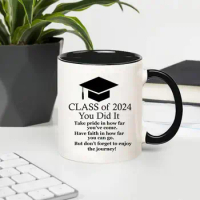 11oz Class Of 2024 Inspirational Ceramic Mug, Graduation Gift For College Students, Black And White