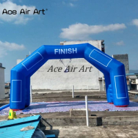 6x3.8 m Blue Inflatable Arch Gate Pop Up Start Finish Line Archway with Time-clock and Removable Logo Magic Sticker