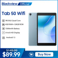 Blackview Tab 50 WIFI Tablet PC 8'' HD Display 4GB 128GB 5580mAh Battery RK3562 Quad Core Dual Speaker WIFI 6 Android 13 Tablets