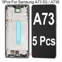 Wholesale 5Pieces/Lot For Samsung Galaxy A73 5G LCD A736 A736B Display Touch Screen Digitizer Assembly For Samsung A73 LCD Frame