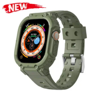 Silicone Strap + Case for Apple Watch 9 8 7 Ultra Bumper Cover Rugged Bands for IWatch Series 6 5 4 3 SE 49mm 41 45 44 42 40mm