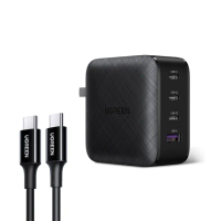 【綠聯】65W 3C1A氮化鎵快充充電器(附type-c 1.5M 100W充電線/美國PI 同APPLE晶片)