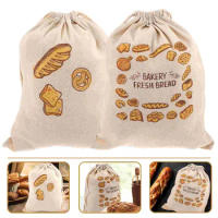 2 Pcs Linen Bread Bag Loaf Bread Baking Supplies Food Loaf Homemade Supply Reusable Self Wrapping Toaster