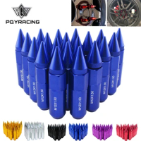 PQY - 20PC 50MM M12X1.5 High Quality Aluminum Extended Tuner Wheels Rims Lug Nuts With Spike 20PCS PQY-ELBN1215