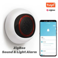 Tuya ZigBee 100db Sound and Flash Light Siren Alarm Mobile App Control Intelligent Linkage with Tuya Door Sensor for Security