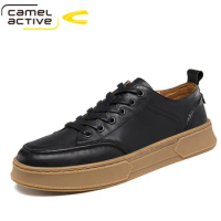 Camel Active New Men's Casual Shoes Genuine Leather Spring/Autumn Outdoors Rubber Sole Lace-up Breathable Black Men Oxfords