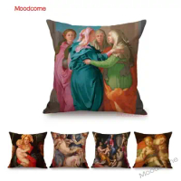 Italian Middle Ages Artist Pontormo Bible Store Painting Christian Home Decoration Jesus Portrait Pillowcase Linen Cushion Cover
