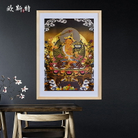 歐斯特西藏鍍金客廳玄關實木相框裝飾畫現代實木文殊菩薩唐卡掛畫