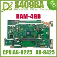 KEFU X409BA Laptop Motherboard For ASUS VivoBook X409BA M409BA X509BA Mainboard With A6-9225U A9-9425U CPU 4GB-RAM 100% Working