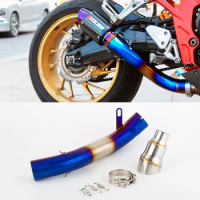 Motorcycle Exhaust Modified 63mm interface Middle Link Pipe Slip On For HONDA CB650F CBR650F 2014-2018 CB650R CBR650 2019-2022