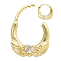 JHJT 16G Angel Wings Nose Piercing Heart CZ 316L Surgical Stainless Steel Cartilage Ear Septum Nose Ring Body Jewelry