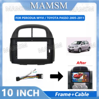 10 Inch For PERODUA MYVI TOYOTA PASSO 2005-2011 Car Radio Fascia Car Radio Panel Wire Sleeve Frame Dashboard Accessories