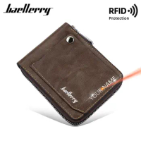 New RFID Men Short Wallets Free Name Customized Coin Pocket Classic Retro Male Purse Credit Card Holder Small Mens Clutch Wallet