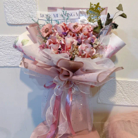 【喜滋滋花藝】送妳有錢花/網紅玫瑰鈔票花束-9朵鈔票玫瑰_純製作費/真鈔另外轉帳(生日 情人節 母親節 週年)
