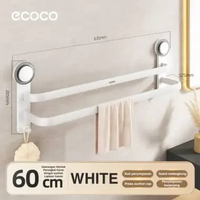 ECOCO Suction Double Towel Aluminium Rack - Rak Handuk Aluminium Tempel / Rak Handuk Hisap Ganda Alu