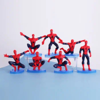 7-8cm 7pcs/Lot The Avengers Spider Man Action Figure Spiderman Model Toys With Base Children Birthday Gift Collection Toy