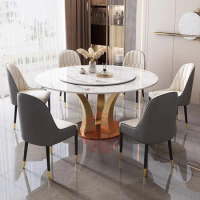 Round Marble Dining Table Nordic Luxury Style Kitchen Modern Dining Table Space Savers Design Mesas De Comedor Kitchen furniture