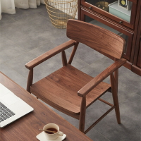 北歐簡約北美黑胡桃木櫻桃木喬治書椅家用扶手靠背書桌椅現代簡約
