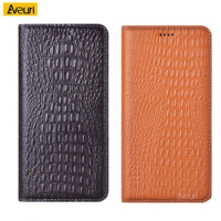 Genuine Leather Flip Phone Case For Nokia 1.4 C2 2nd Edition C10 C01 C1 C20 C21 Plus X10 X20 XR20 X100 Cover Crocodile Style