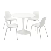 DOCKSTA/LIDÅS 餐桌附4張餐椅, 白色 白色/純白 鍍鉻, 103 公分