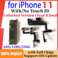 Original Motherboard For iPhone 11 With Face ID Clean iCloud 64g/128g/256gb Unlocked Mainboard Support Update Plate Full Tested