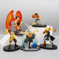12-19cm Cartoon Anime One Piece Action Figure Luffy Fire Fist Ace Roronoa Sanji Sabo Battle Figurine Collectible Model Toy Doll