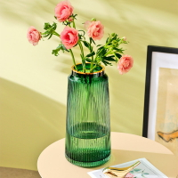 歐式復古玻璃花瓶彩色金邊擺件插花瓶水培瓶百合干花瓶客廳飾品瓶