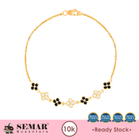Gelang Emas Sweet Flower Black and White Stone Gold 10K Semar Nusantara