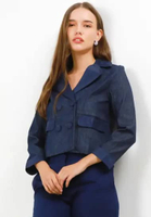 Blazer Denim Wanita Cropped Denim OW001 S