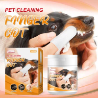 50pcs Pet Nonwoven Finger Sleeve Wipes Cat &amp; Dog Healthy Oral Care Pet Teeth Cleaning Products